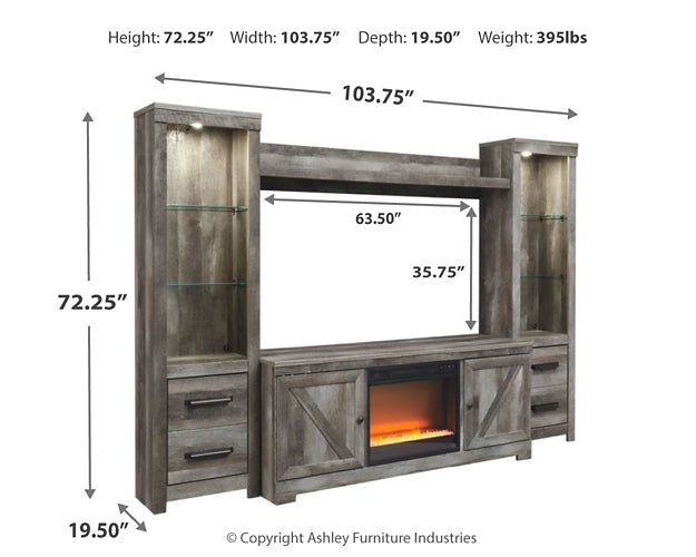 Wynnlow 4-Piece Entertainment Center with Electric Fireplace at Towne & Country Furniture (AL) furniture, home furniture, home decor, sofa, bedding