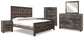 Wynnlow King Crossbuck Panel Bed with Mirrored Dresser, Chest and 2 Nightstands at Towne & Country Furniture (AL) furniture, home furniture, home decor, sofa, bedding