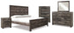 Wynnlow King Crossbuck Panel Bed with Mirrored Dresser, Chest and Nightstand at Towne & Country Furniture (AL) furniture, home furniture, home decor, sofa, bedding