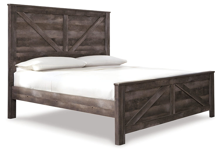 Wynnlow King Crossbuck Panel Bed with Mirrored Dresser and 2 Nightstands at Towne & Country Furniture (AL) furniture, home furniture, home decor, sofa, bedding