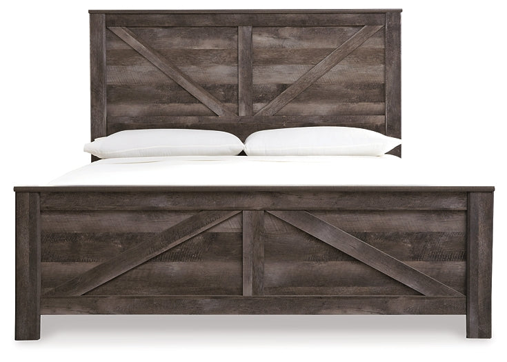 Wynnlow King Crossbuck Panel Bed with Mirrored Dresser and 2 Nightstands at Towne & Country Furniture (AL) furniture, home furniture, home decor, sofa, bedding