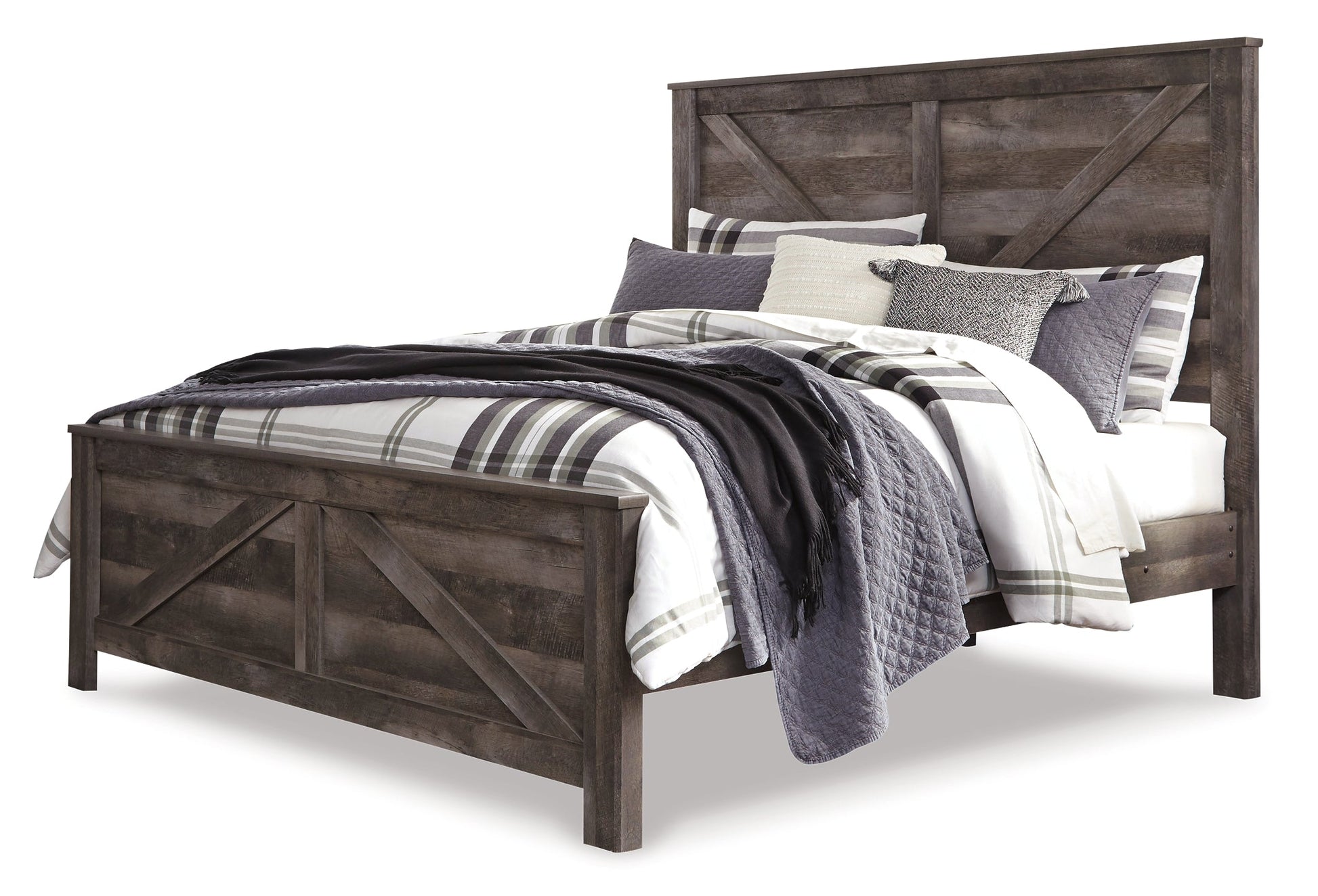 Wynnlow King Crossbuck Panel Bed with Mirrored Dresser and Chest at Towne & Country Furniture (AL) furniture, home furniture, home decor, sofa, bedding