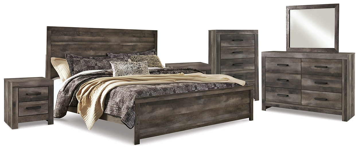 Wynnlow King Panel Bed with Mirrored Dresser, Chest and 2 Nightstands at Towne & Country Furniture (AL) furniture, home furniture, home decor, sofa, bedding