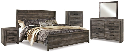 Wynnlow King Panel Bed with Mirrored Dresser, Chest and Nightstand at Towne & Country Furniture (AL) furniture, home furniture, home decor, sofa, bedding