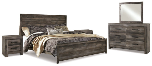 Wynnlow King Panel Bed with Mirrored Dresser and 2 Nightstands at Towne & Country Furniture (AL) furniture, home furniture, home decor, sofa, bedding