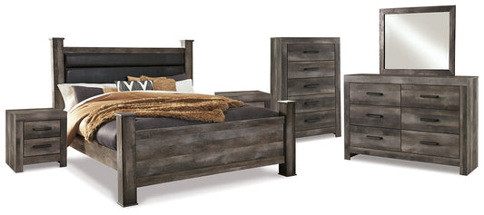 Wynnlow King Poster Bed with Mirrored Dresser, Chest and 2 Nightstands at Towne & Country Furniture (AL) furniture, home furniture, home decor, sofa, bedding