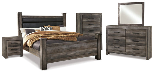 Wynnlow King Poster Bed with Mirrored Dresser, Chest and Nightstand at Towne & Country Furniture (AL) furniture, home furniture, home decor, sofa, bedding