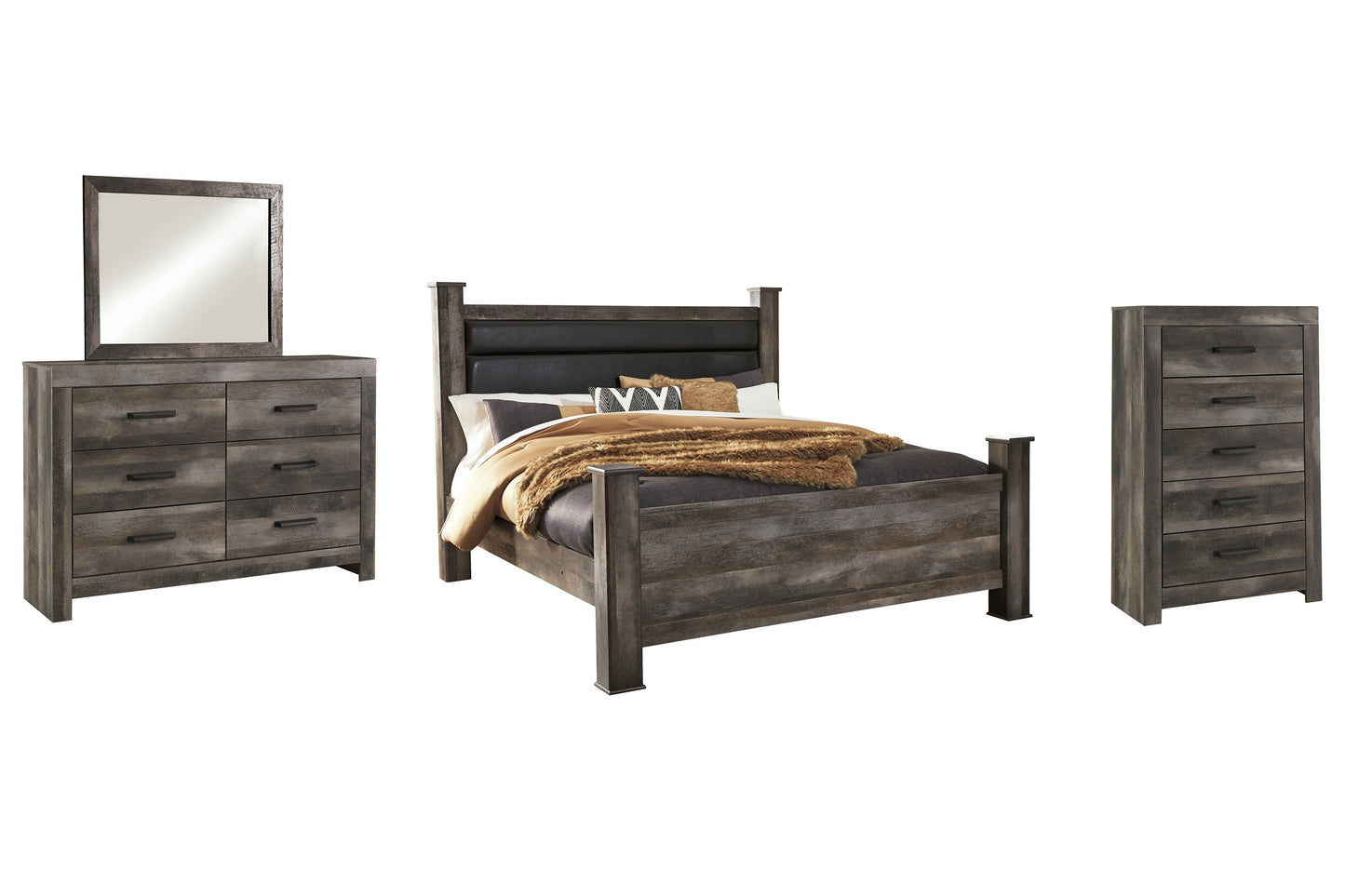 Wynnlow King Poster Bed with Mirrored Dresser and Chest at Towne & Country Furniture (AL) furniture, home furniture, home decor, sofa, bedding
