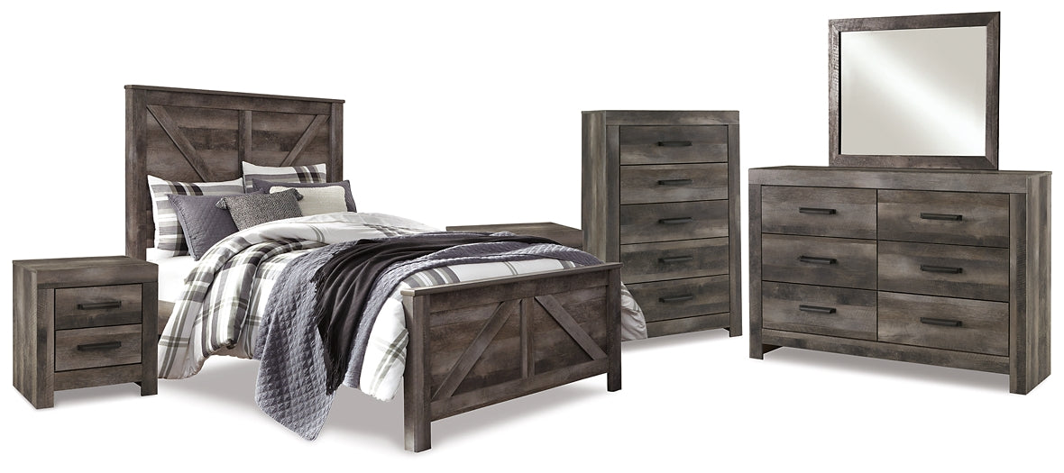 Wynnlow Queen Crossbuck Panel Bed with Mirrored Dresser, Chest and 2 Nightstands at Towne & Country Furniture (AL) furniture, home furniture, home decor, sofa, bedding