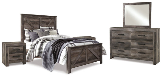 Wynnlow Queen Crossbuck Panel Bed with Mirrored Dresser and 2 Nightstands at Towne & Country Furniture (AL) furniture, home furniture, home decor, sofa, bedding