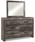 Wynnlow Queen Crossbuck Panel Bed with Mirrored Dresser at Towne & Country Furniture (AL) furniture, home furniture, home decor, sofa, bedding