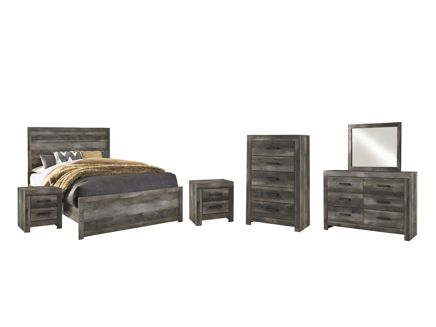 Wynnlow Queen Panel Bed with Mirrored Dresser, Chest and 2 Nightstands at Towne & Country Furniture (AL) furniture, home furniture, home decor, sofa, bedding