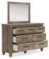 Yarbeck King Panel Bed with Mirrored Dresser and Nightstand at Towne & Country Furniture (AL) furniture, home furniture, home decor, sofa, bedding