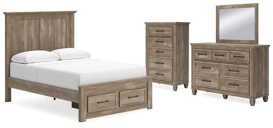 Yarbeck Queen Panel Bed with Storage with Mirrored Dresser and Chest at Towne & Country Furniture (AL) furniture, home furniture, home decor, sofa, bedding