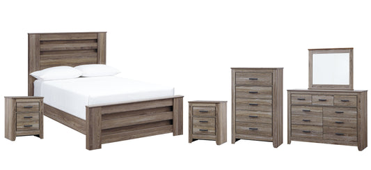 Zelen Full Panel Bed with Mirrored Dresser, Chest and 2 Nightstands at Towne & Country Furniture (AL) furniture, home furniture, home decor, sofa, bedding