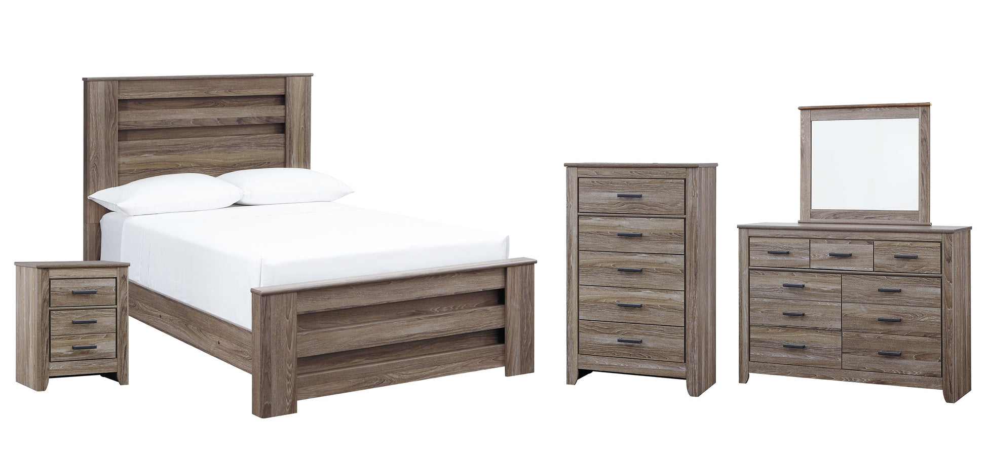 Zelen Full Panel Bed with Mirrored Dresser, Chest and Nightstand at Towne & Country Furniture (AL) furniture, home furniture, home decor, sofa, bedding