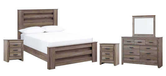 Zelen Full Panel Bed with Mirrored Dresser and 2 Nightstands at Towne & Country Furniture (AL) furniture, home furniture, home decor, sofa, bedding