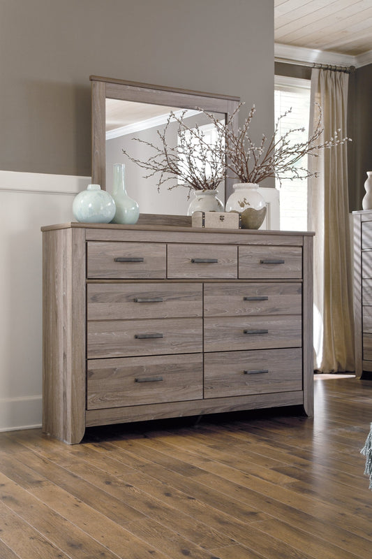 Zelen Full Panel Bed with Mirrored Dresser and Chest at Towne & Country Furniture (AL) furniture, home furniture, home decor, sofa, bedding