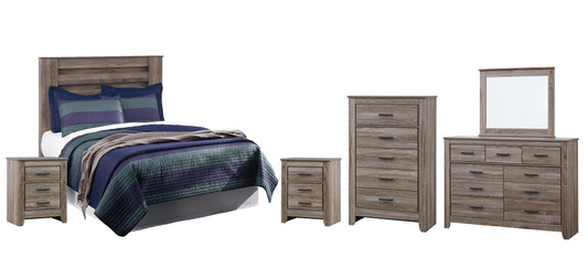 Zelen Full Panel Headboard with Mirrored Dresser, Chest and 2 Nightstands at Towne & Country Furniture (AL) furniture, home furniture, home decor, sofa, bedding