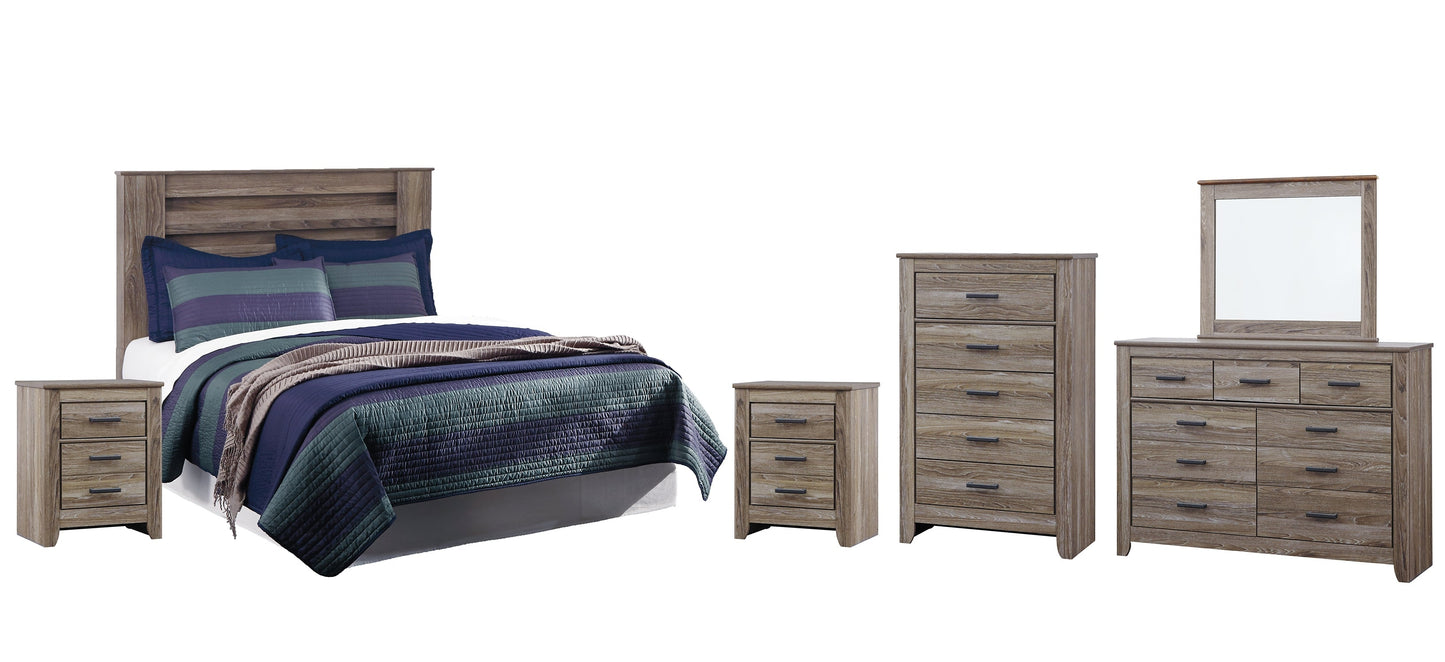 Zelen King/California King Panel Headboard with Mirrored Dresser, Chest and 2 Nightstands at Towne & Country Furniture (AL) furniture, home furniture, home decor, sofa, bedding