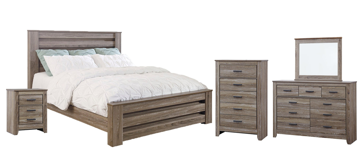 Zelen King Panel Bed with Mirrored Dresser, Chest and 2 Nightstands at Towne & Country Furniture (AL) furniture, home furniture, home decor, sofa, bedding