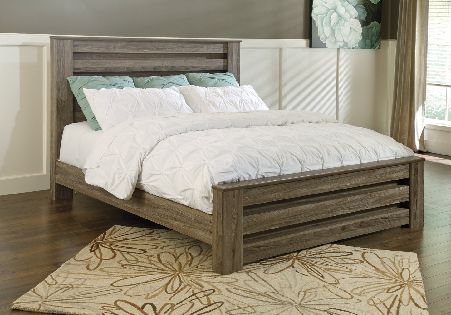 Zelen King Panel Bed with Mirrored Dresser at Towne & Country Furniture (AL) furniture, home furniture, home decor, sofa, bedding