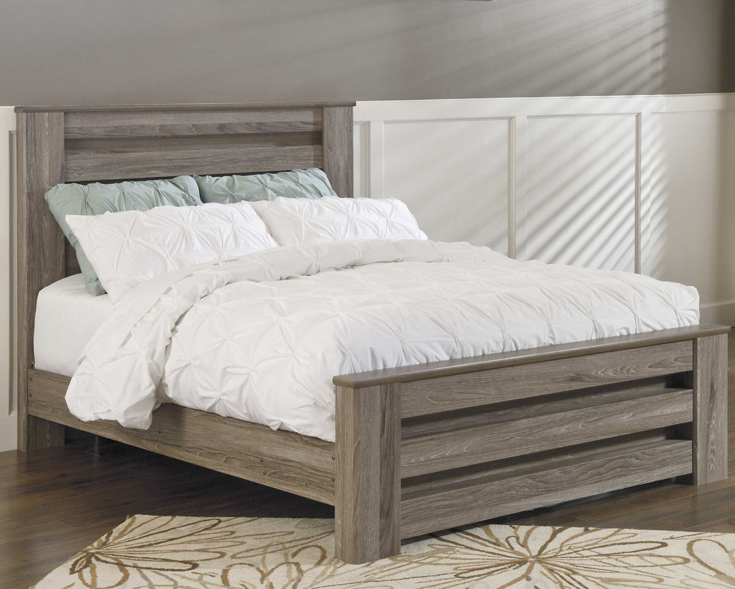 Zelen Queen Panel Bed with Mirrored Dresser and 2 Nightstands at Towne & Country Furniture (AL) furniture, home furniture, home decor, sofa, bedding