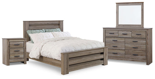 Zelen Queen Panel Bed with Mirrored Dresser and Nightstand at Towne & Country Furniture (AL) furniture, home furniture, home decor, sofa, bedding