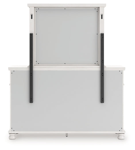 Rowlenstown California King Poster Bed, Dresser and Mirror