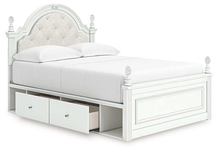 Kozlani Full Upholstered Panel Storage Bed, Dresser, Mirror and Nightstand