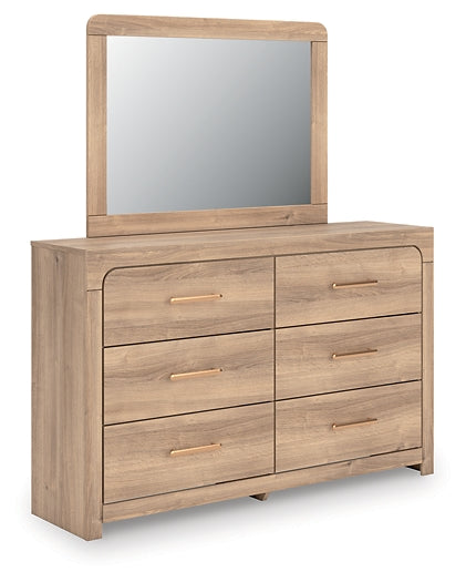 Kinlanni King Upholstered Panel Bed, Dresser, Mirror and Nightstand