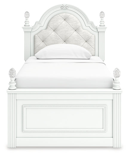 Kozlani Twin Upholstered Panel Storage Bed, Dresser and Mirror