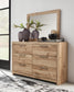 Hyanna King Panel Storage Bed with 1 Under Bed Storage Drawer, Dresser and Mirror