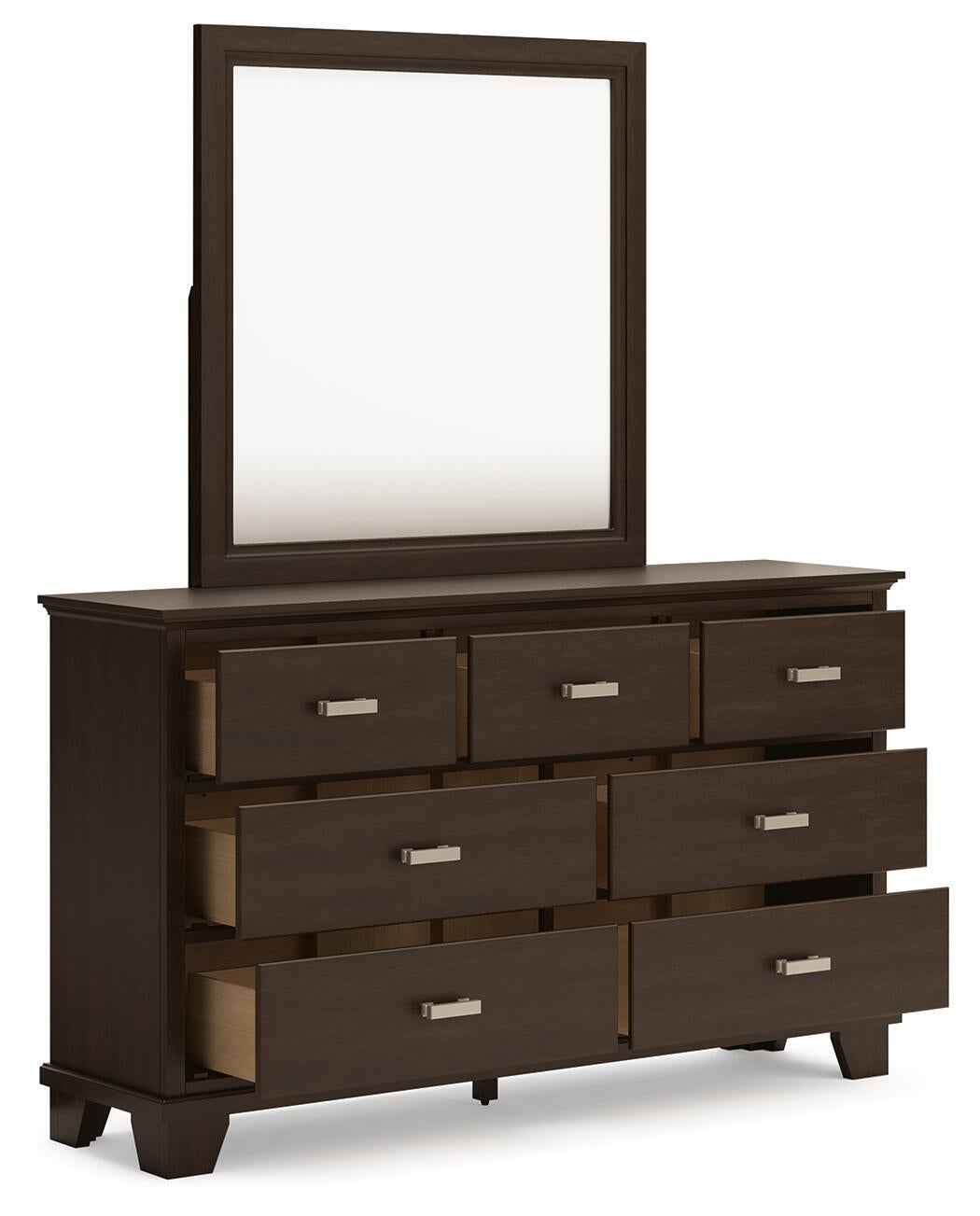 Covetown Queen Panel Bed with Mirrored Dresser and Nightstand
