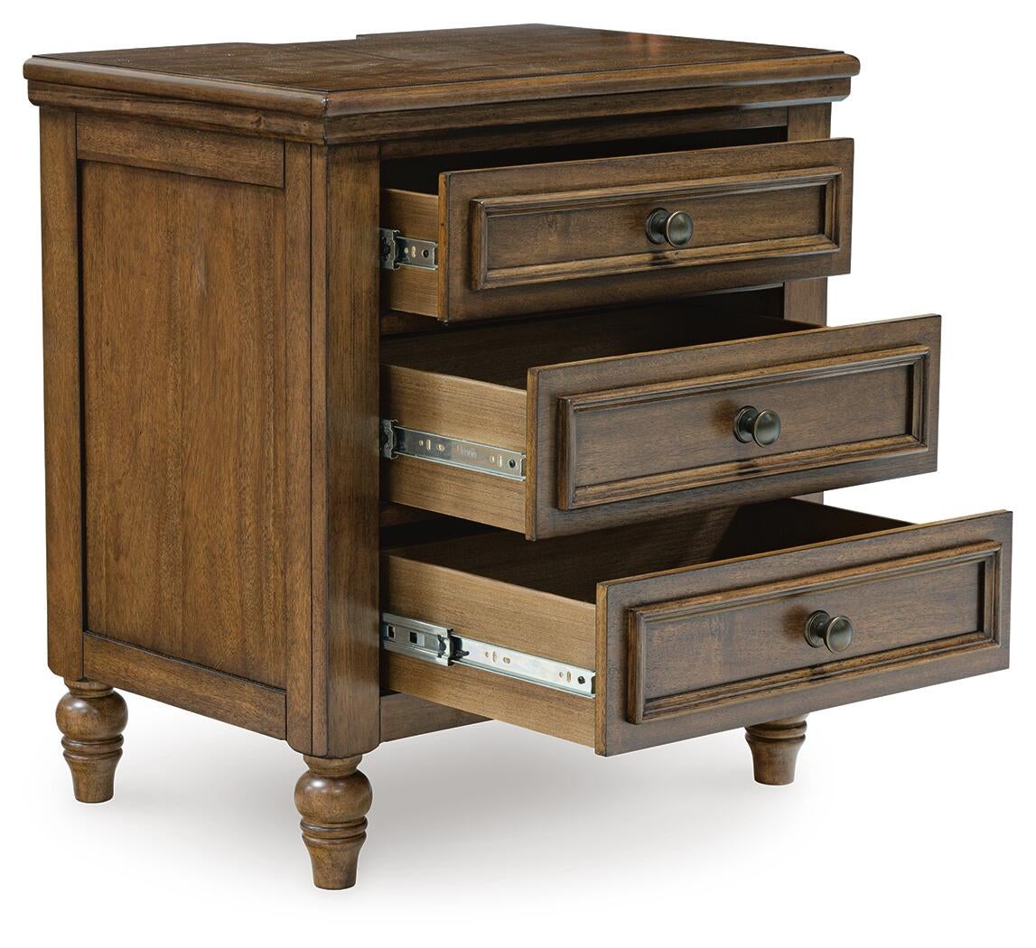 Sturlayne Queen Upholstered Panel Bed, Dresser, Mirror, Chest and Nightstand