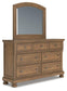 Feddinger King Storage Sleigh Bed with Mirrored Dresser