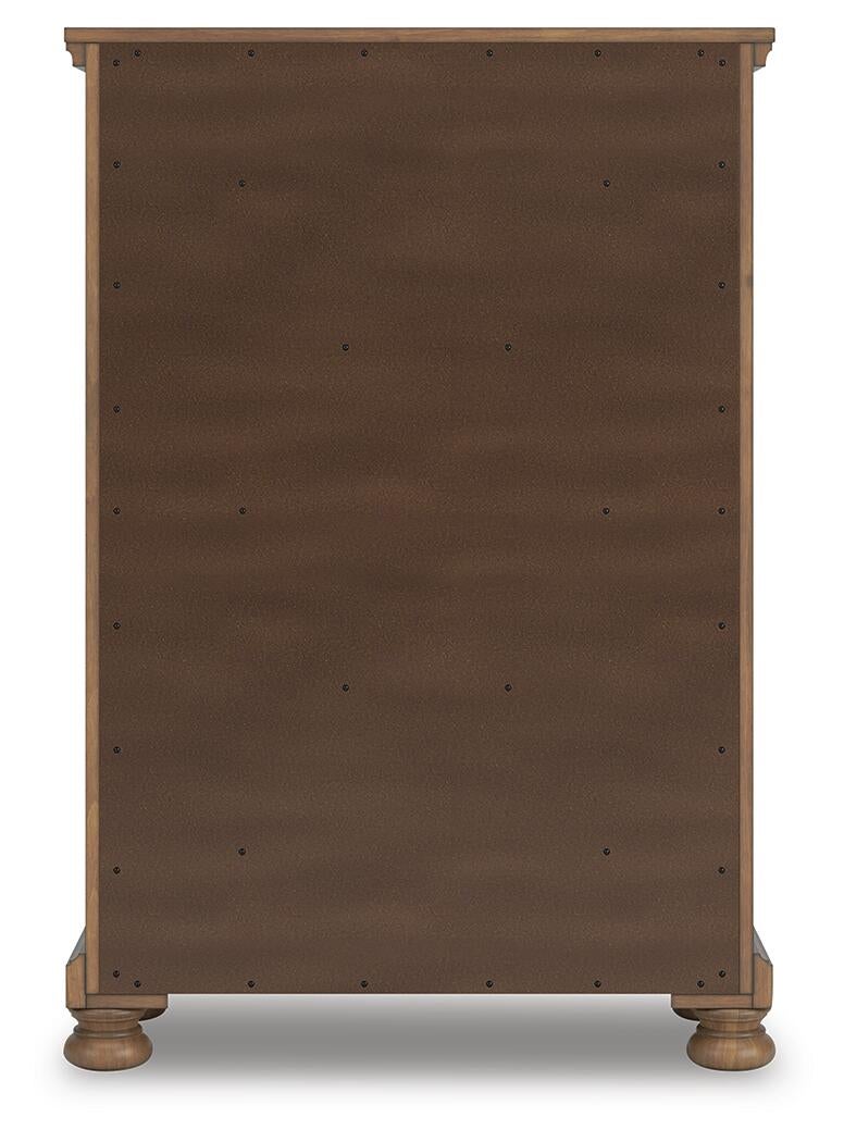 Feddinger Queen Storage Sleigh Bed with Mirrored Dresser, Chest and Nightstand