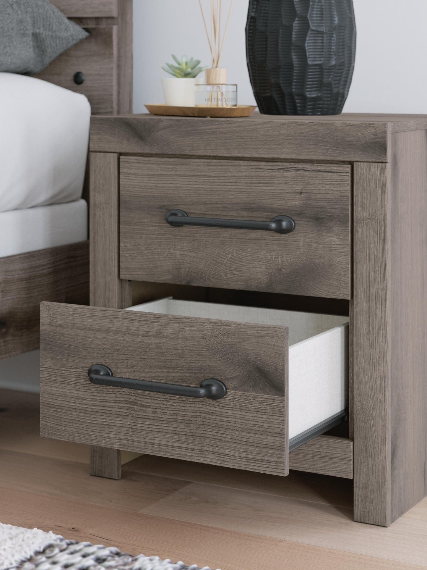 Graystorm Full Panel Storage Bed, Dresser, Mirror and Nightstand