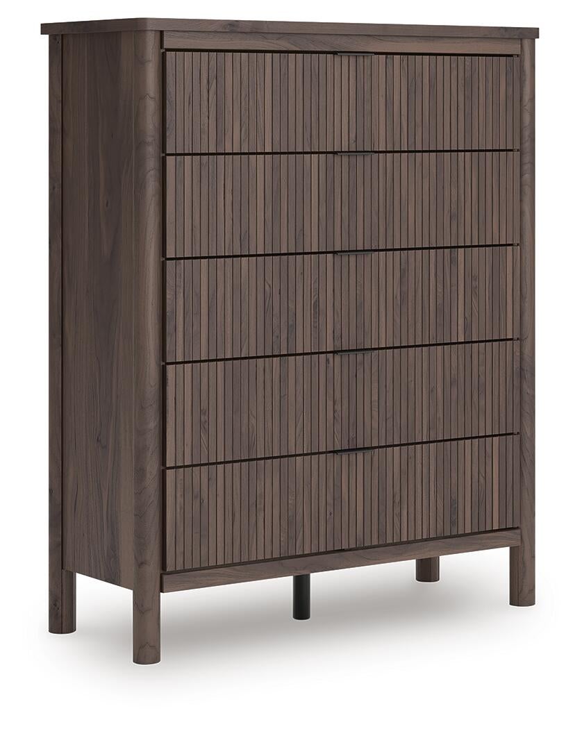 Pamytta King Panel Bed, Dresser, Mirror, Chest and Nightstand