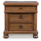 Rowlenstown California King Poster Bed with Mirrored Dresser and Nightstand