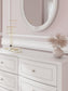 Kozlani Full Upholstered Panel Storage Bed, Dresser and Mirror