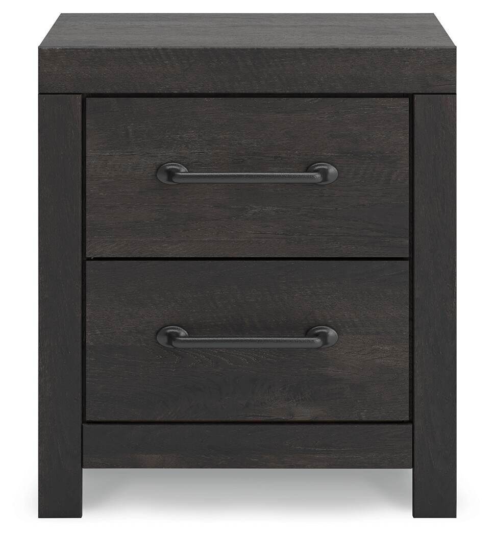 Delmorta Full Panel Bed with Storage, Dresser, Mirror and Nightstand