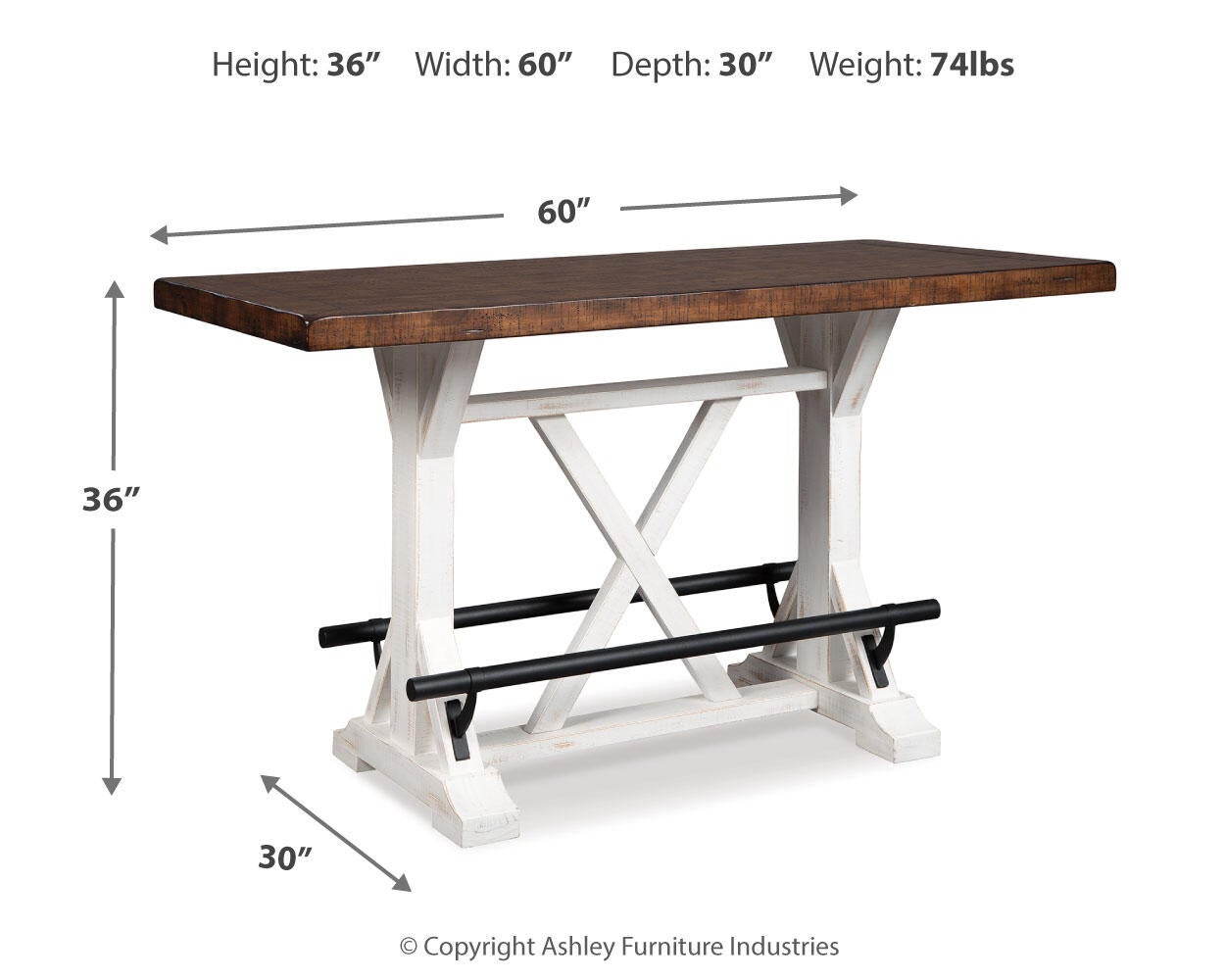 Ashley Express - Valebeck RECT Dining Room Counter Table